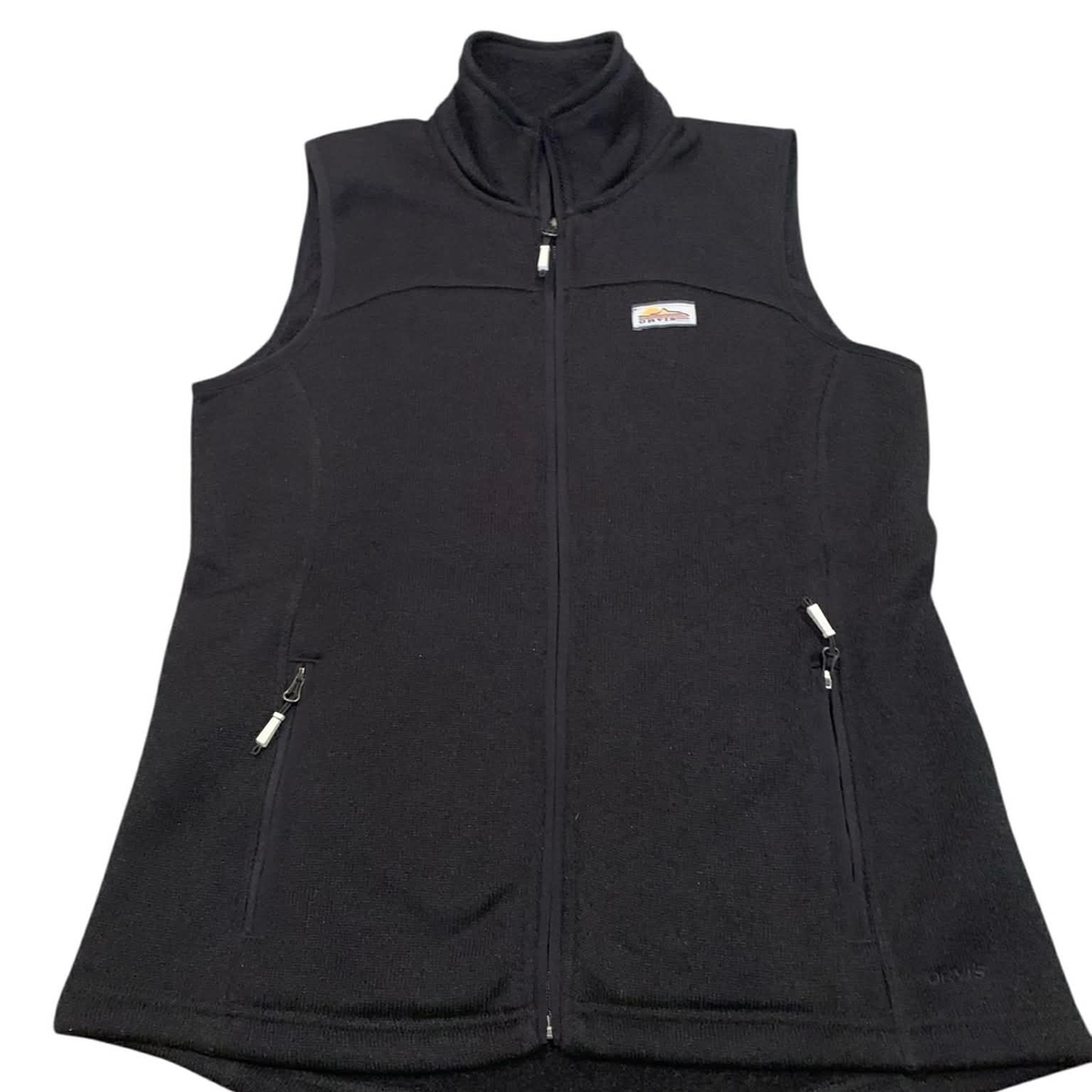Orvis Sweater Knit Fleece Vest‎ Black S Cabin Cozy Core Gorpcore Coastal Grandpa